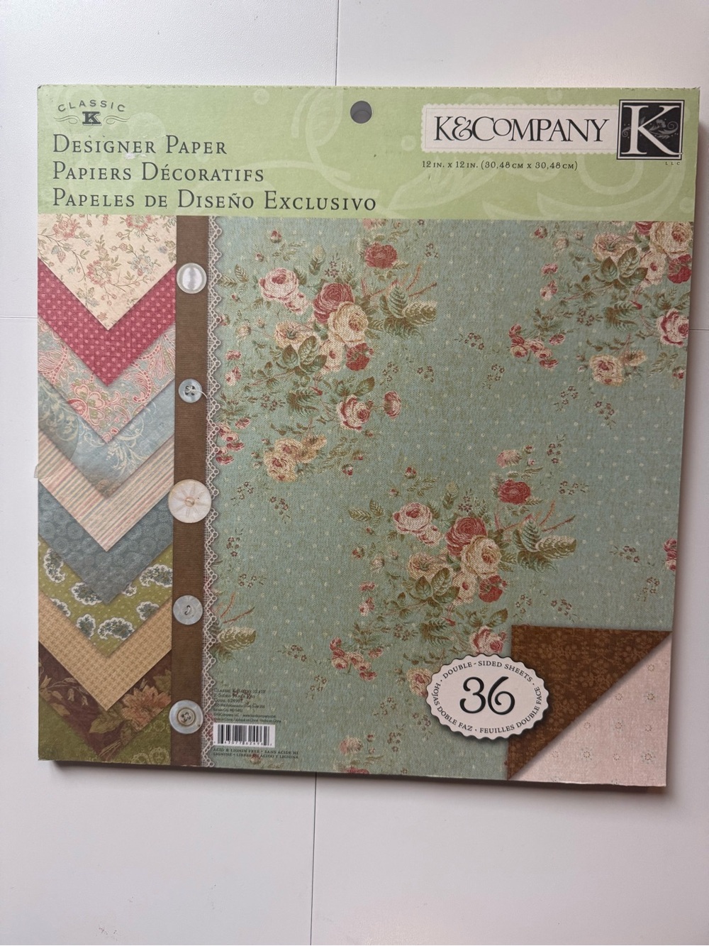 K&Company Classic K Bailey Collection Designer Cardstock 36 Sheets Retired 12x12